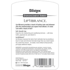 Blistex Lip Vibrance tube closeup shows compact design for daily use.