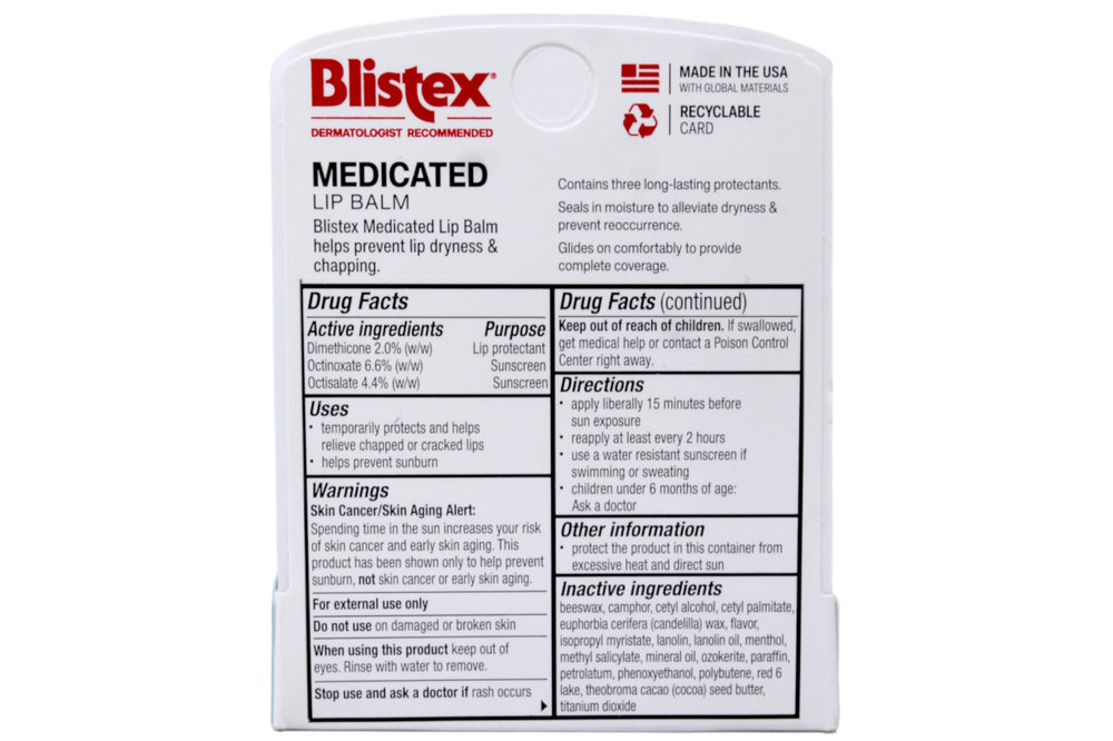 Blistex Medicated Lip Balm SPF 15 eight-pack tubes close-up highlights easy glide.