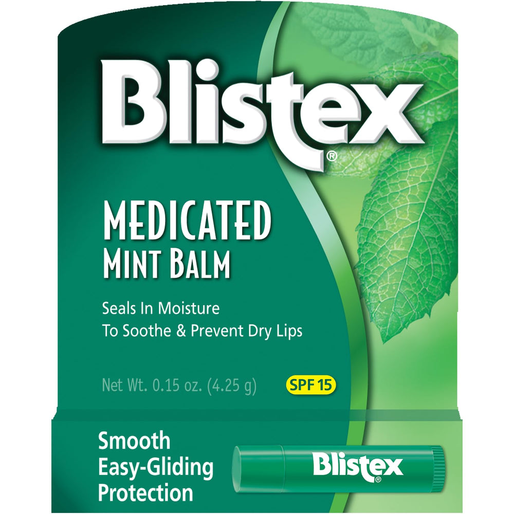 Blistex Medicated Mint Lip Balm pack: long-lasting moisture for daily lip protection.