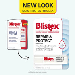 Application of Blistex Repair & Protect soothes dry lips.
