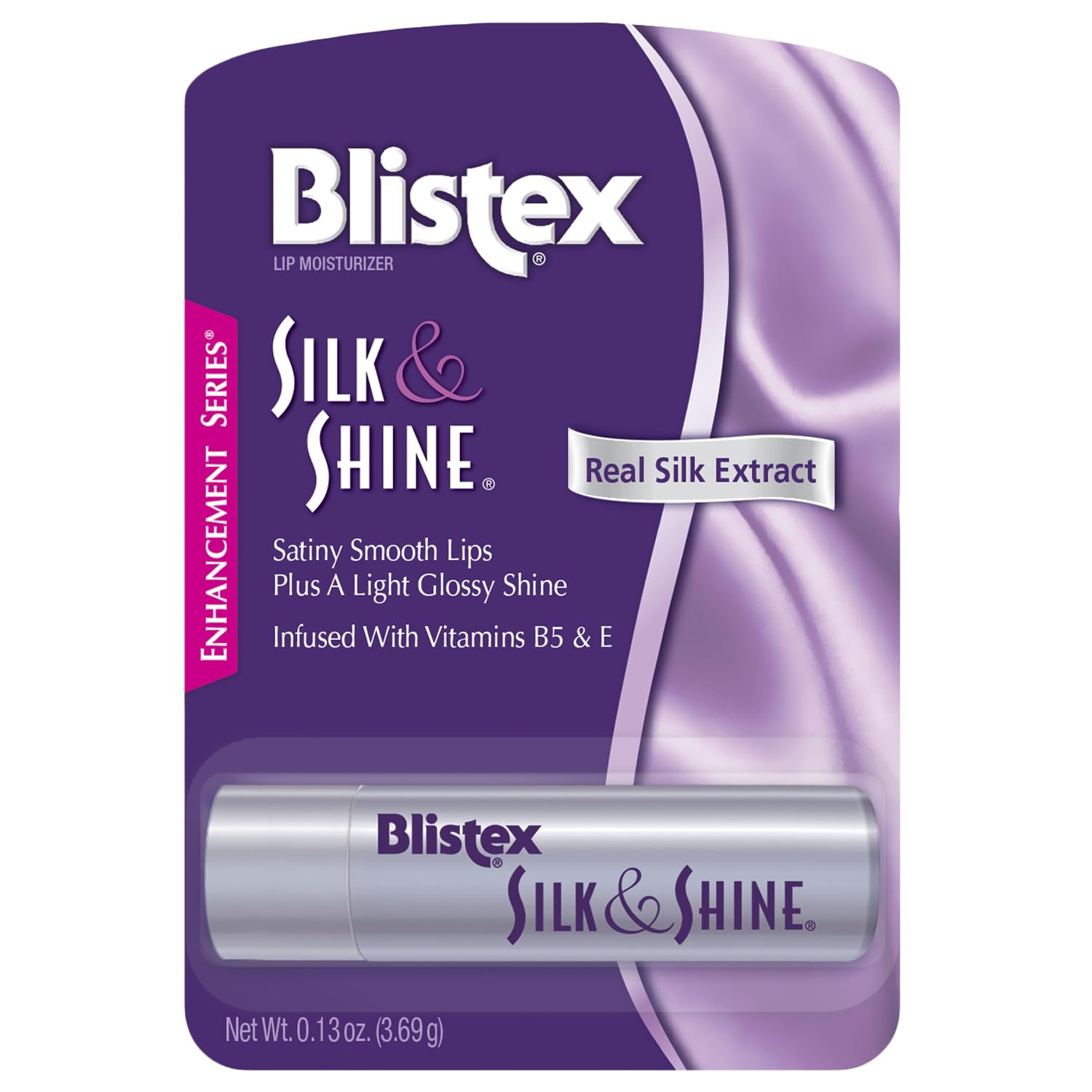 Blistex Silk & Shine lip balm multipack in view, for satiny smooth lips and light gloss.