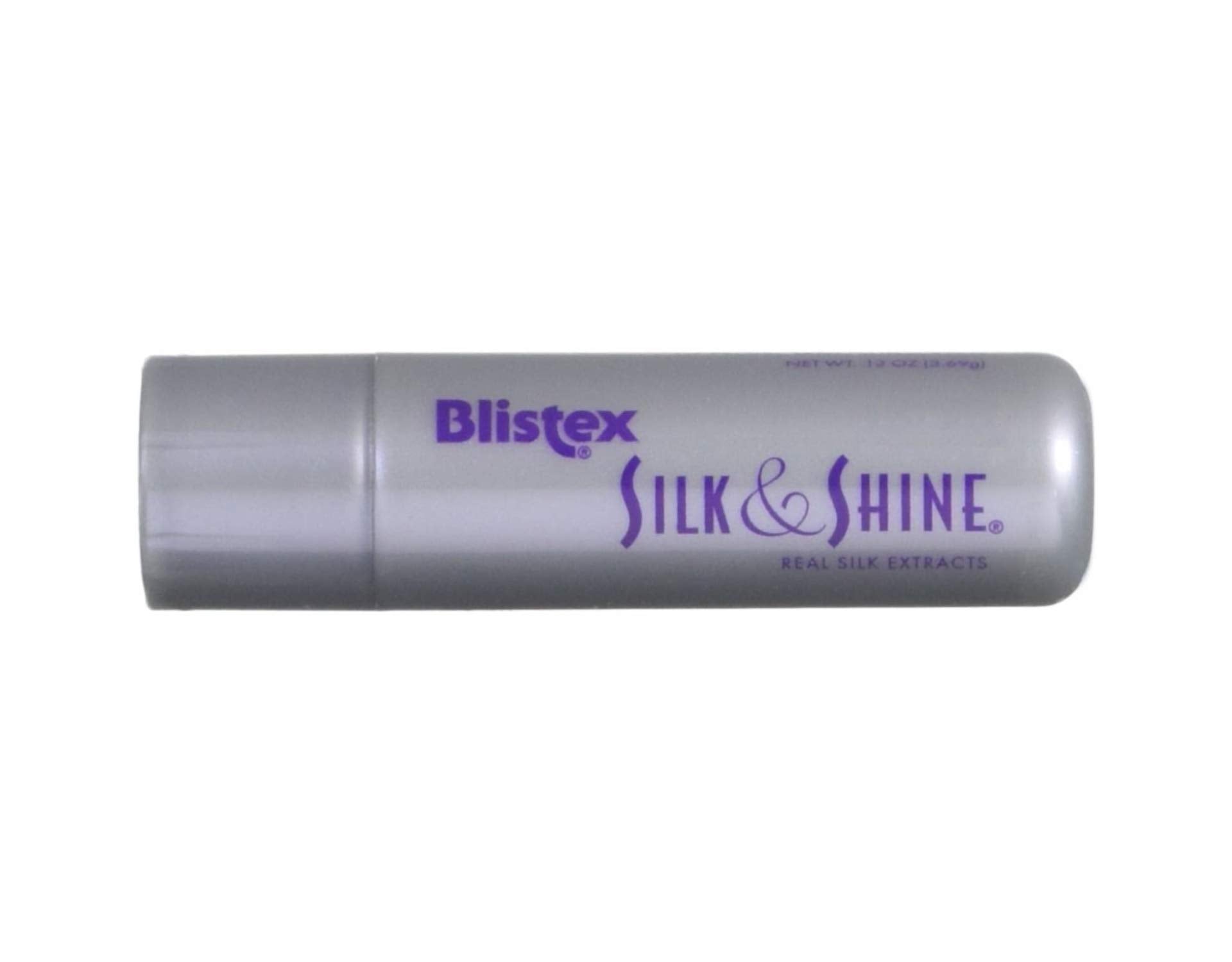 Blistex Silk & Shine lip care closeup demonstrates satin feel and light gloss.