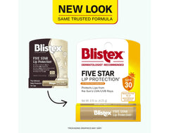 Blistex lip protection tube in use on lips for a cooling, protective glide.