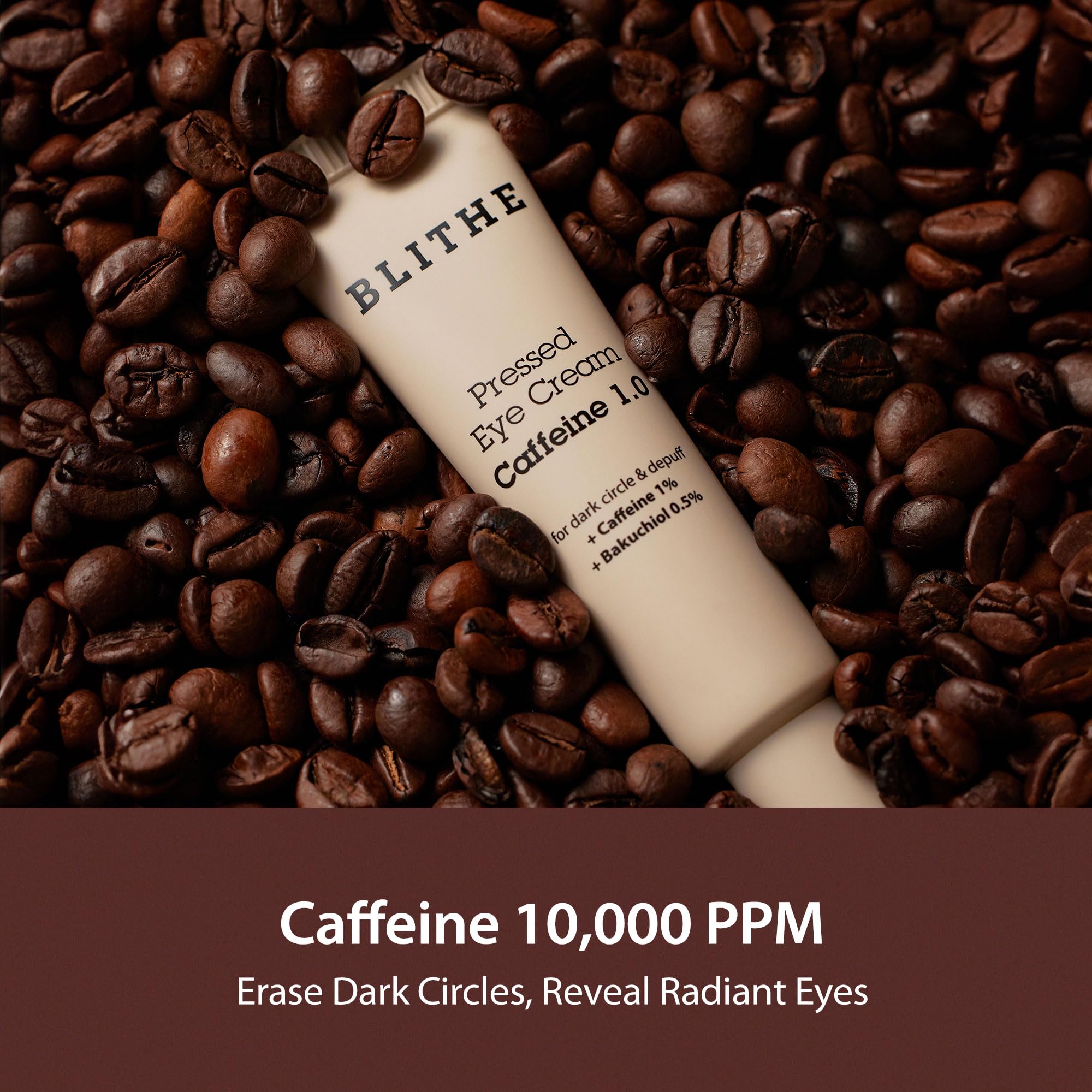 BLITHE caffeine eye serum dropper being used for under-eye hydration