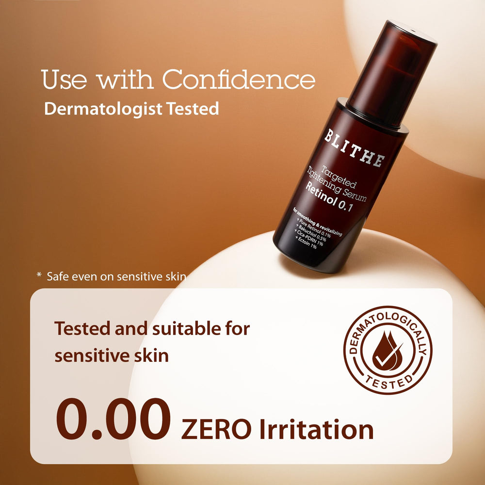 BLITHE face-care routine shot suggests nightly application steps.