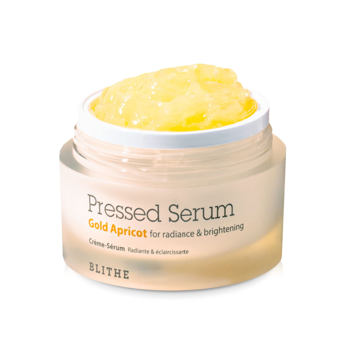 BLITHE Pressed Serum Gold Apricot bottle for hydrating skin.