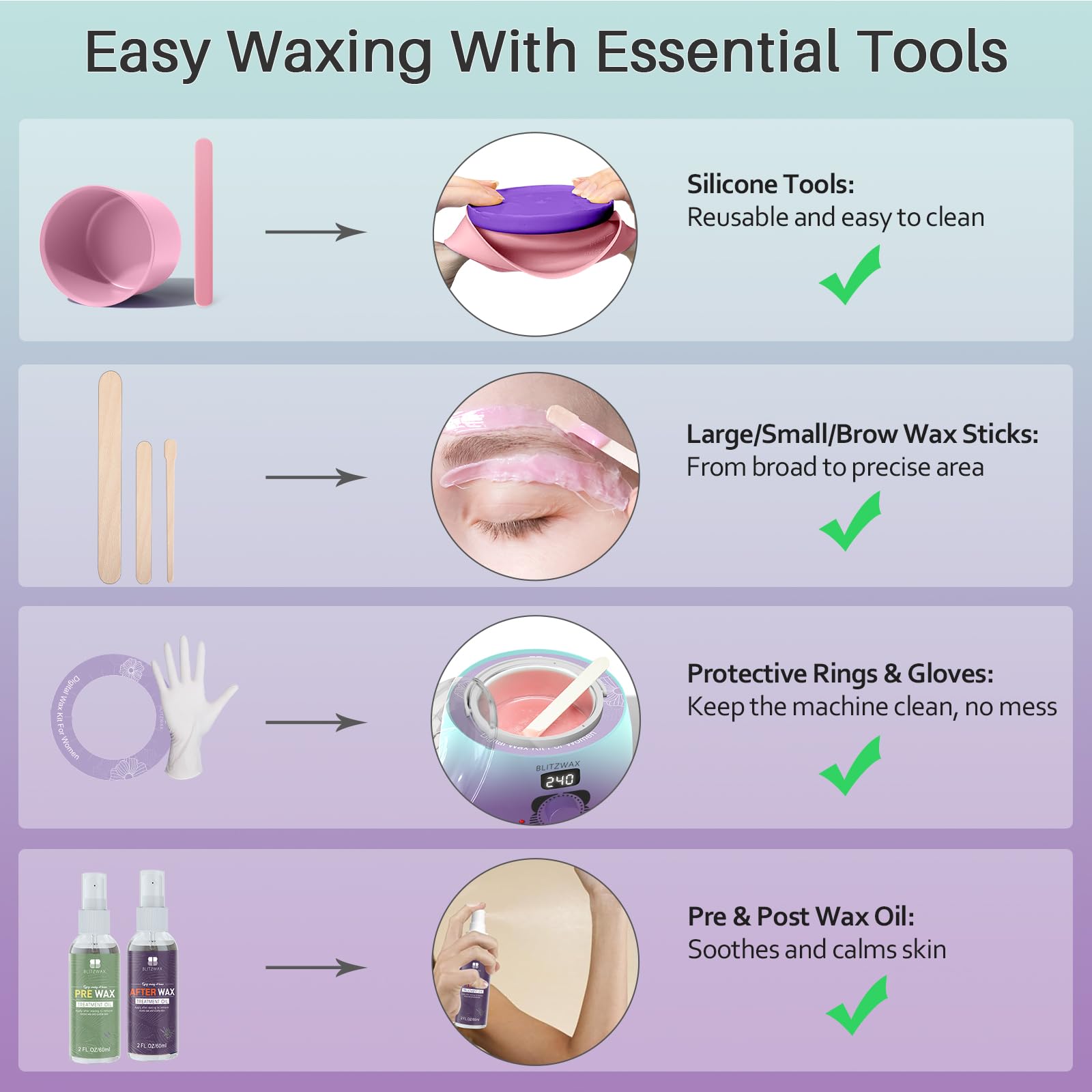 BLITZWAX 30 wooden waxing sticks for precise application