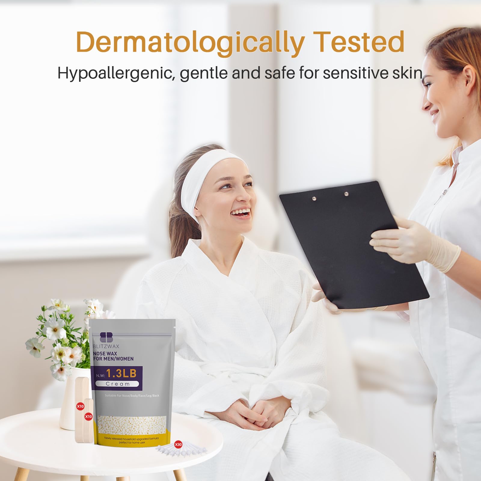 BLITZWAX 1.3lb kit offers bulk value for full-body waxing at home.