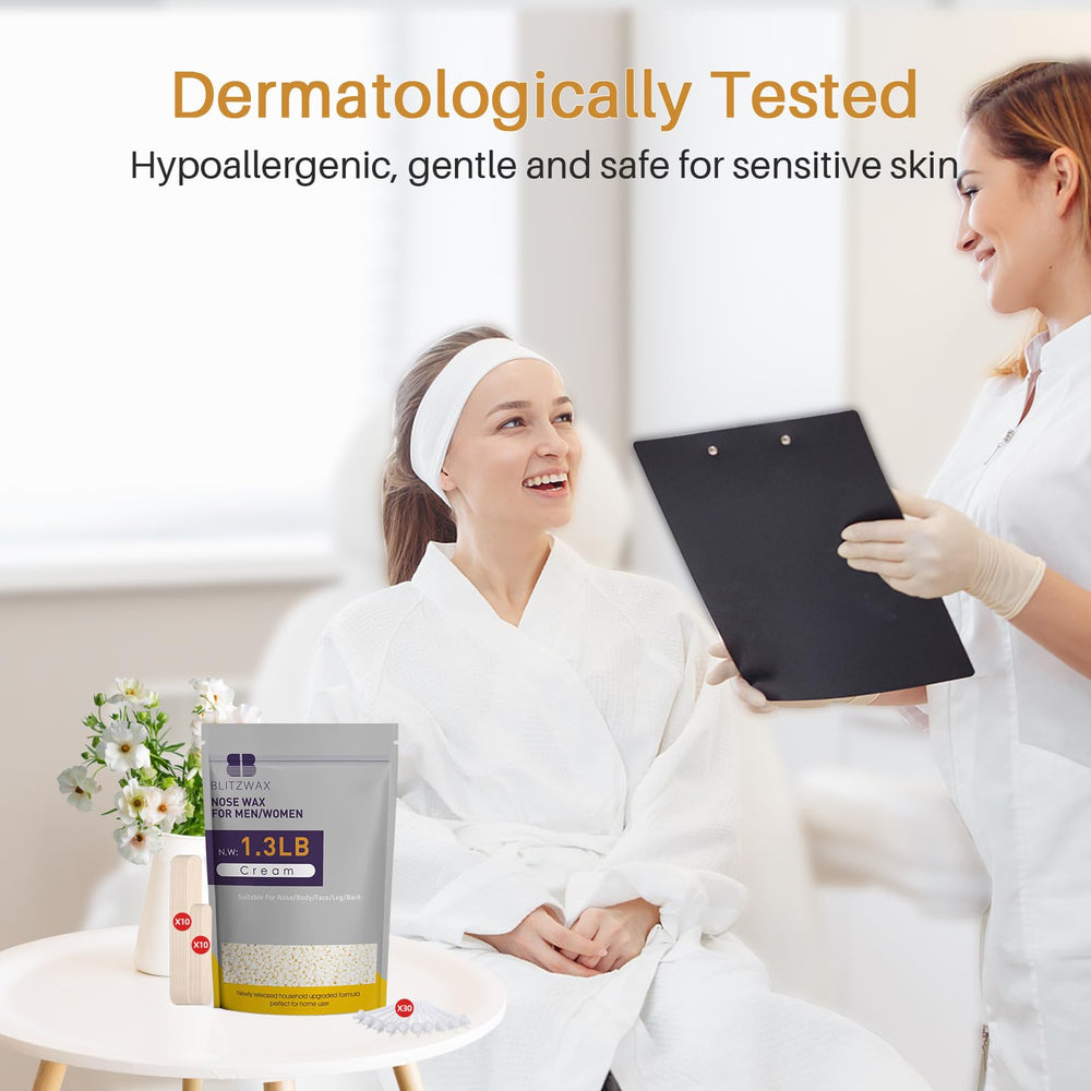 BLITZWAX 1.3lb kit offers bulk value for full-body waxing at home.