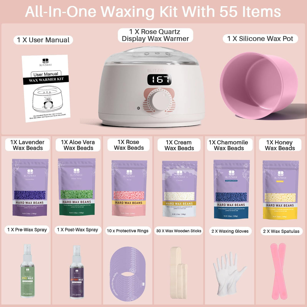 BLITZWAX skin-friendly wax beads suited for sensitive areas.