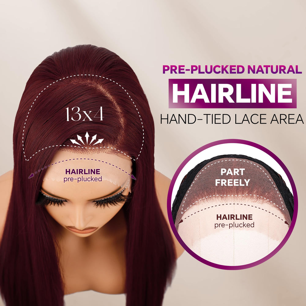 BLL Burgundy Wig glueless cap design for secure, comfortable wear