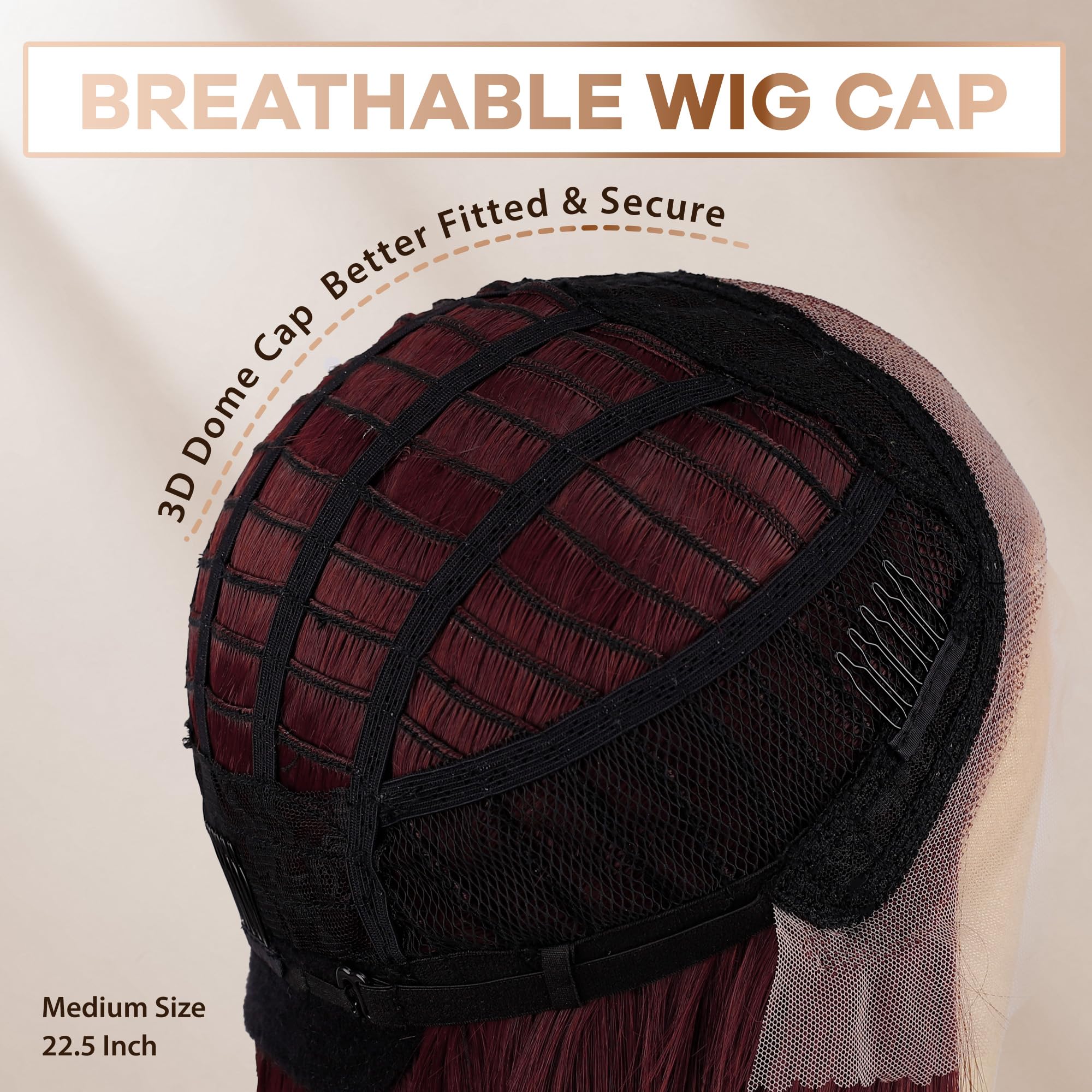 BLL Burgundy Wig heat-safe fibers up to 320°F for styling