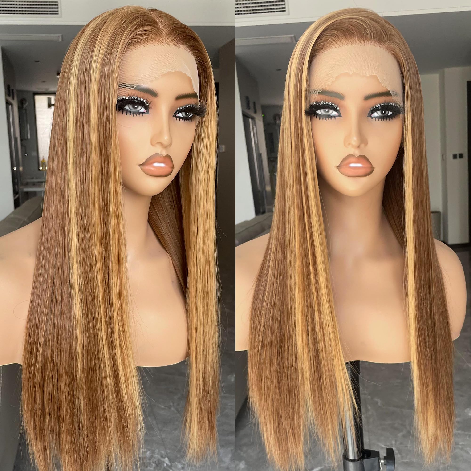 BLL Honey Blonde Wig 26-inch length drape highlighting movement and length