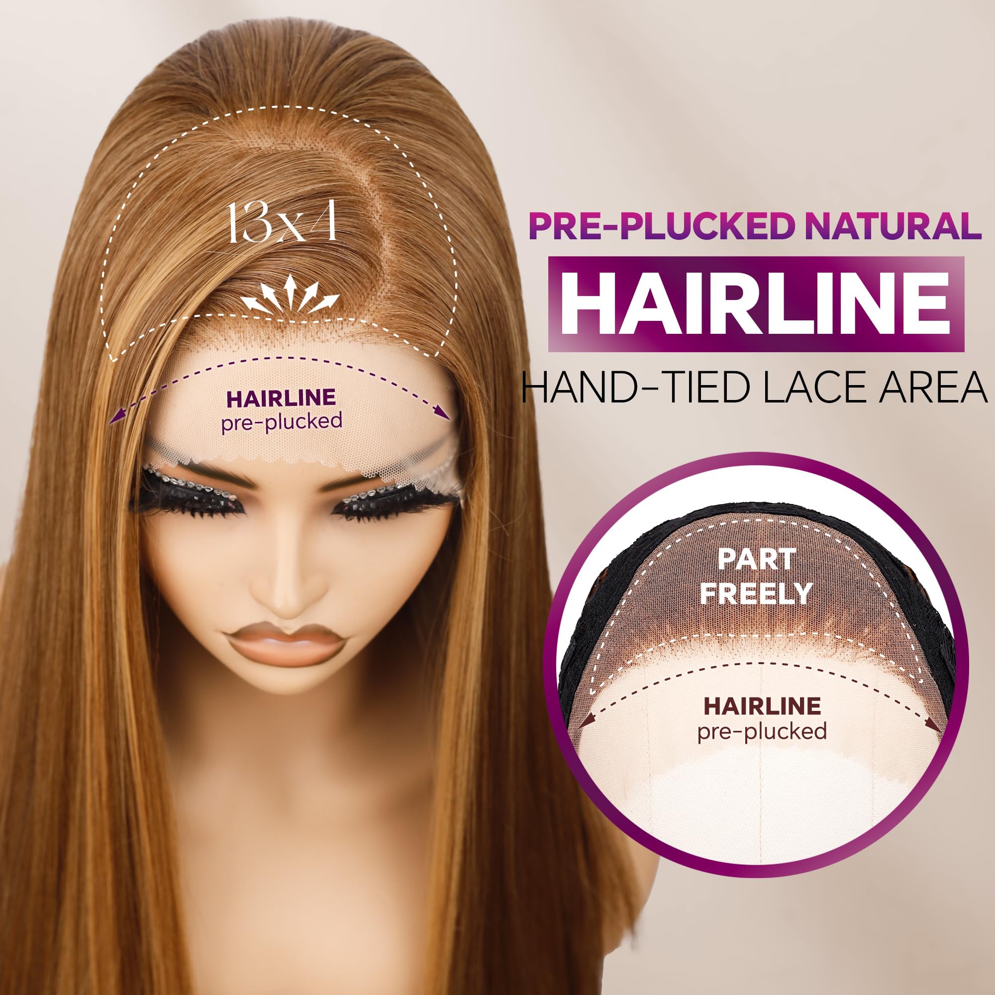 BLL Honey Blonde Wig pre-plucked hairline for easy styling and natural look