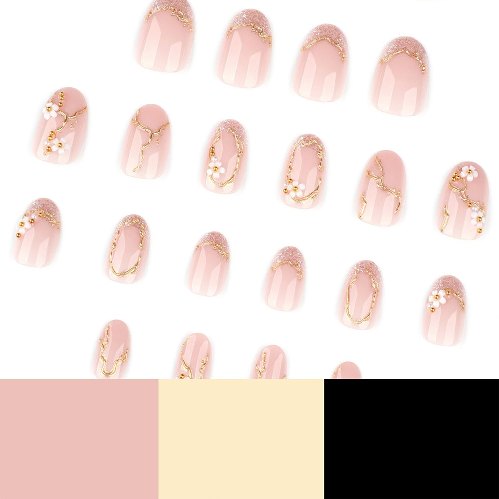 Bloazife almond-shaped acrylic press-ons for durable, natural-looking nails.