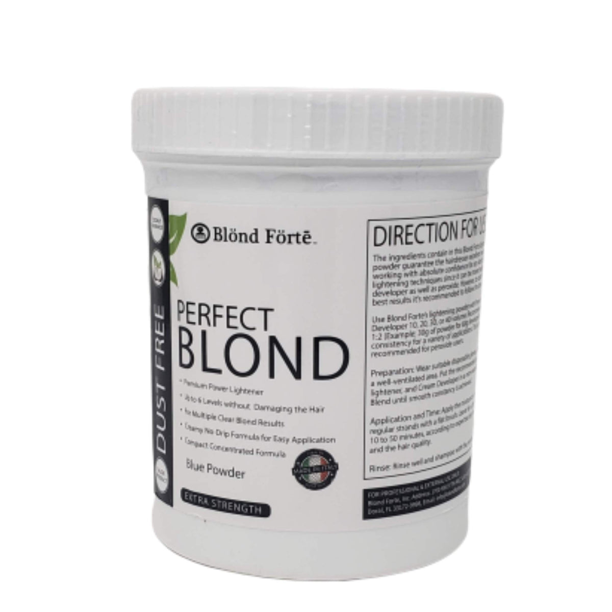 Blond Forte Perfect Blond dust-free powder for clean, fast lightening results.