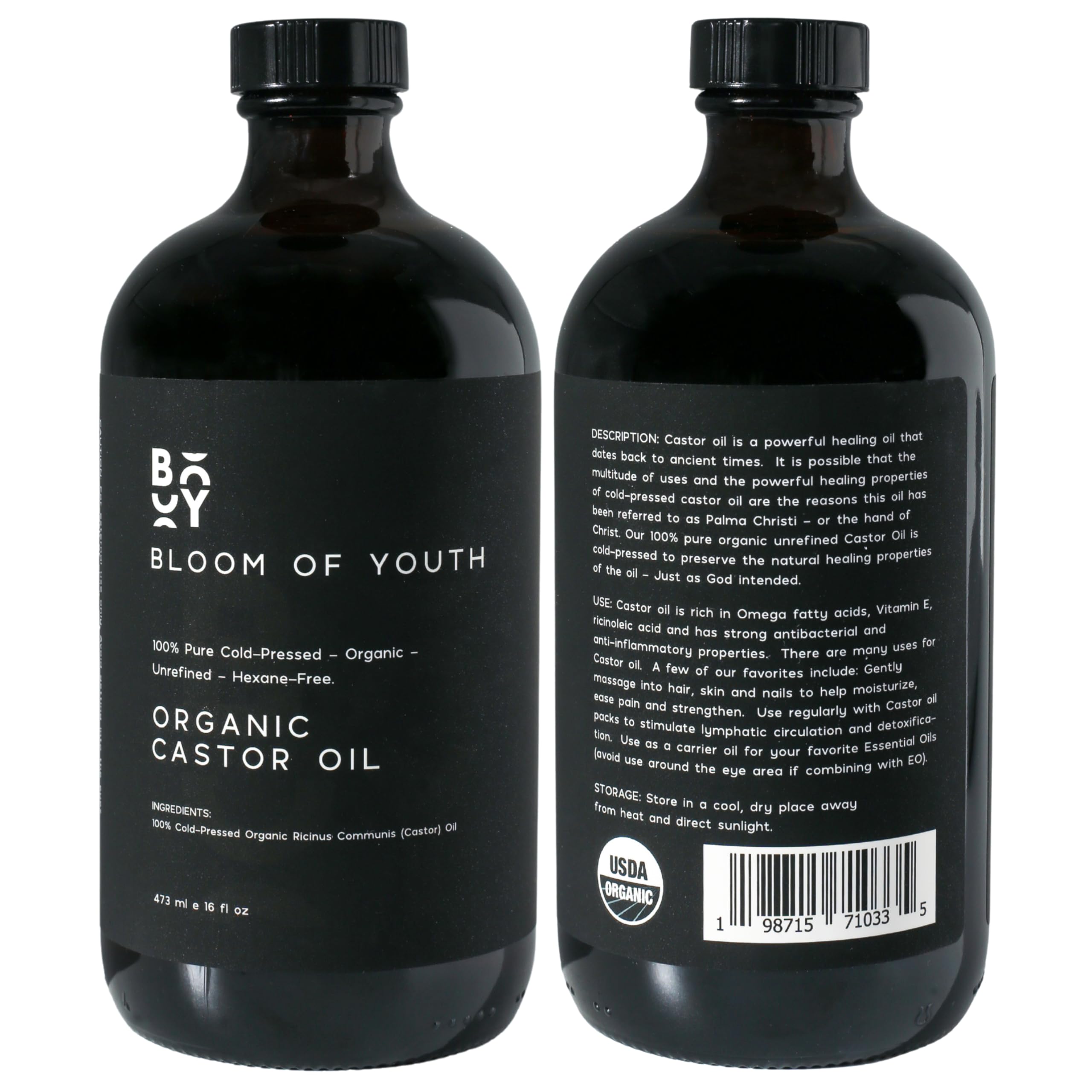 Bloom of Youth cruelty-free, vegan castor oil with no additives.