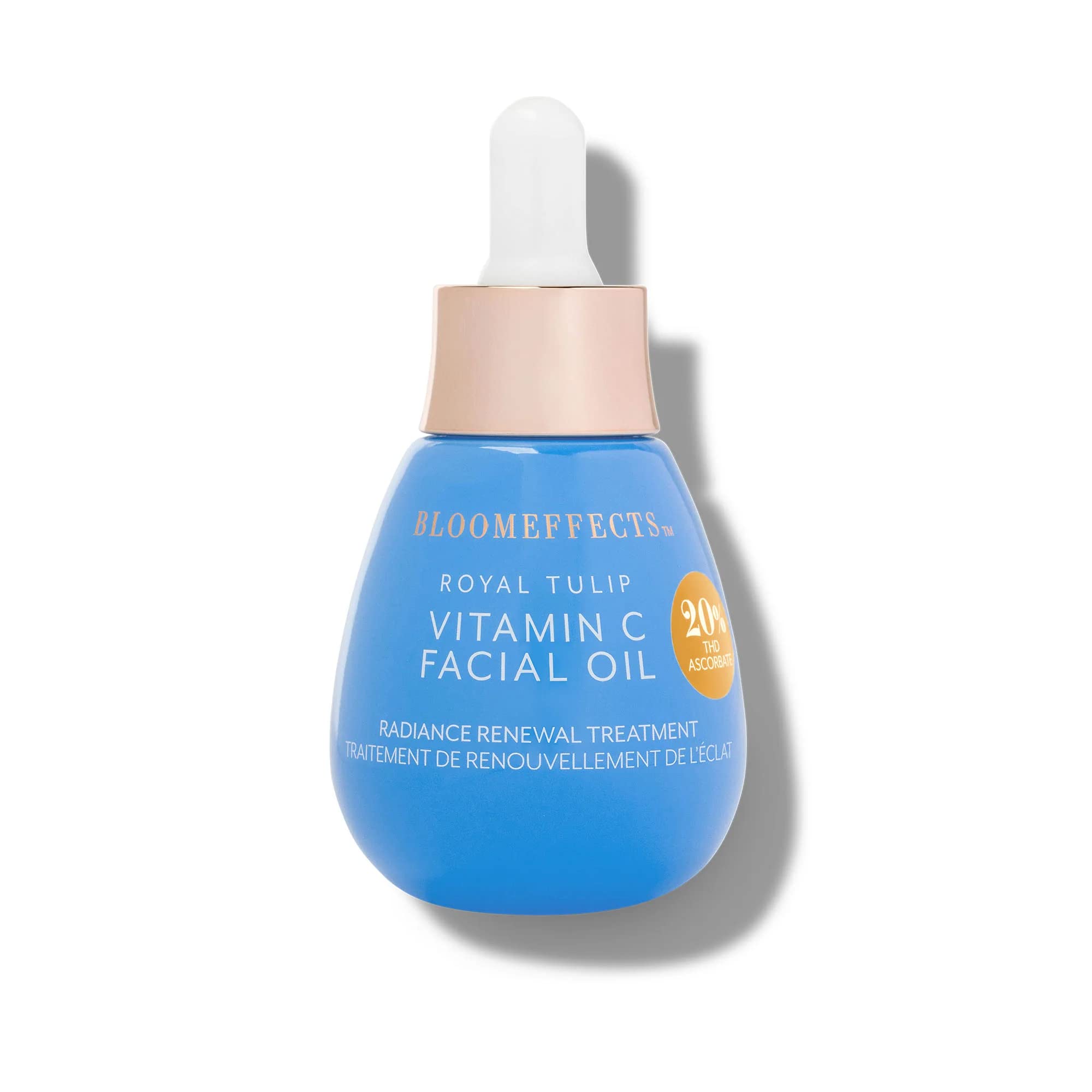 Bloomeffects Royal Tulip Vitamin C oil bottle promoting radiant skin glow
