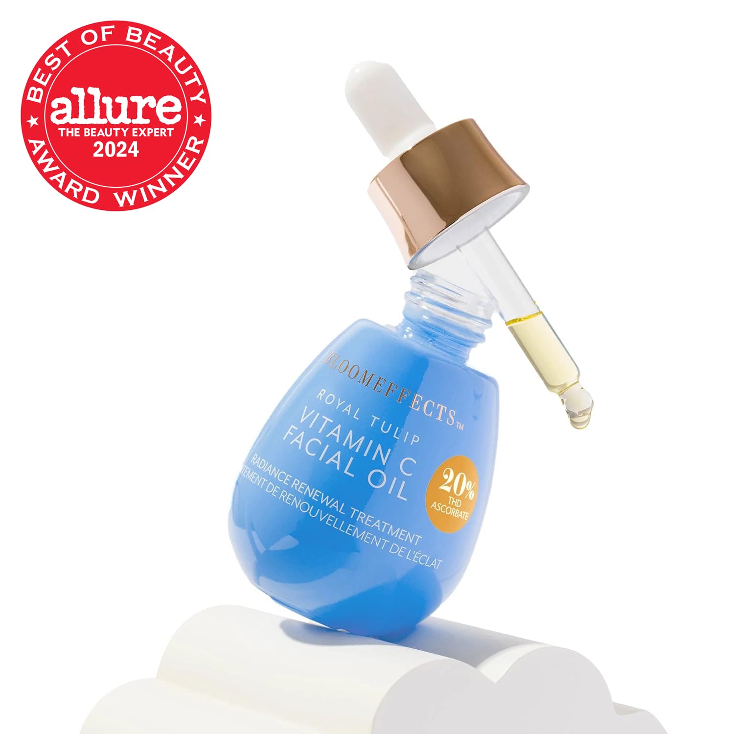 Bloomeffects Royal Tulip Vitamin C oil dropper demonstrates quick absorption