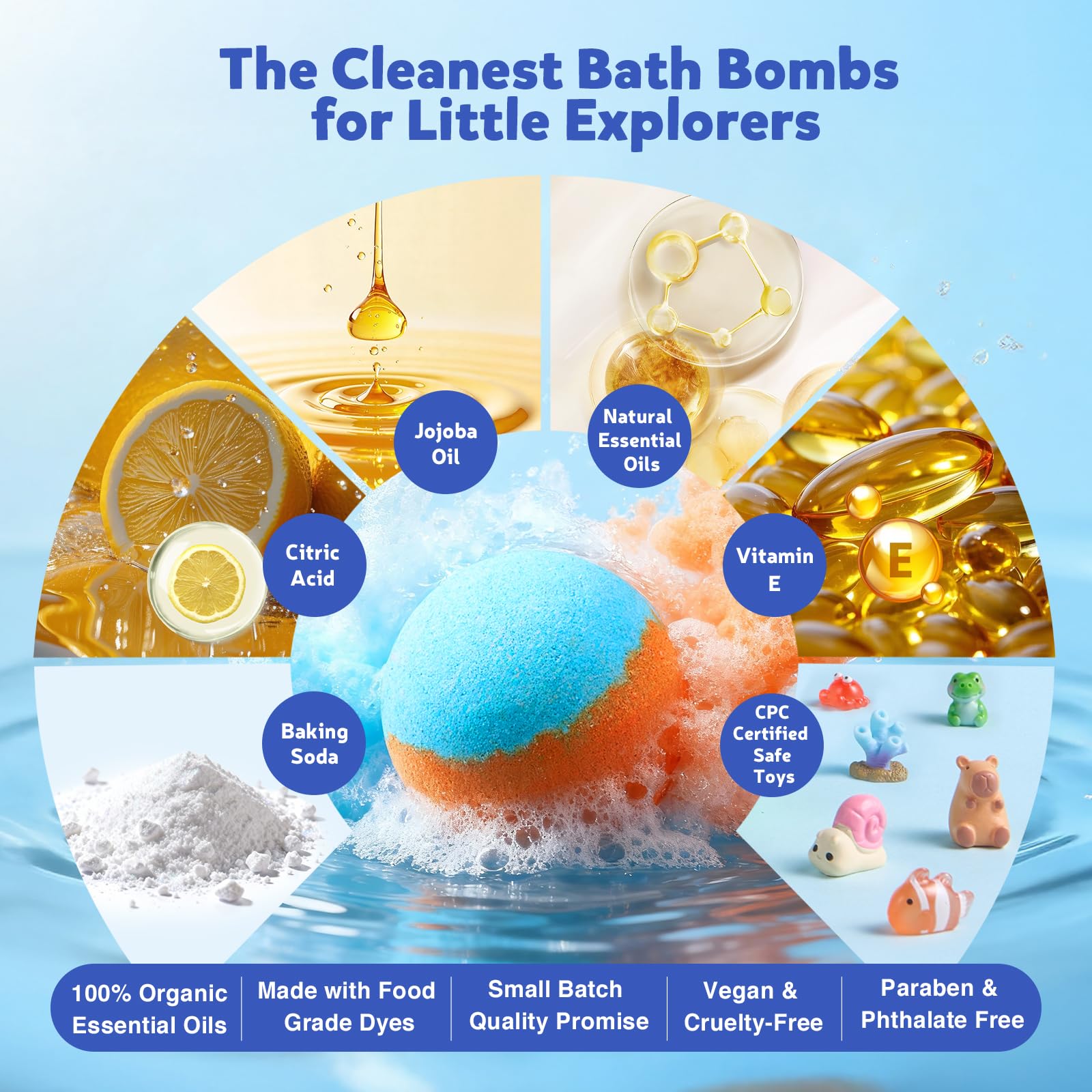 BloomFizzy surprise toys inside bath bombs encourage collection and sharing.