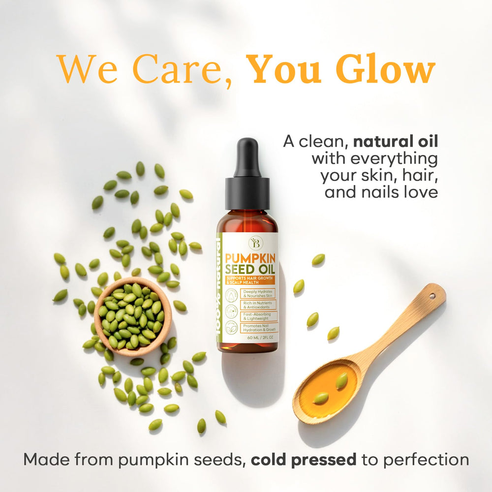 BLOOMORA pumpkin seed oil for nails and cuticles hydration and strength.