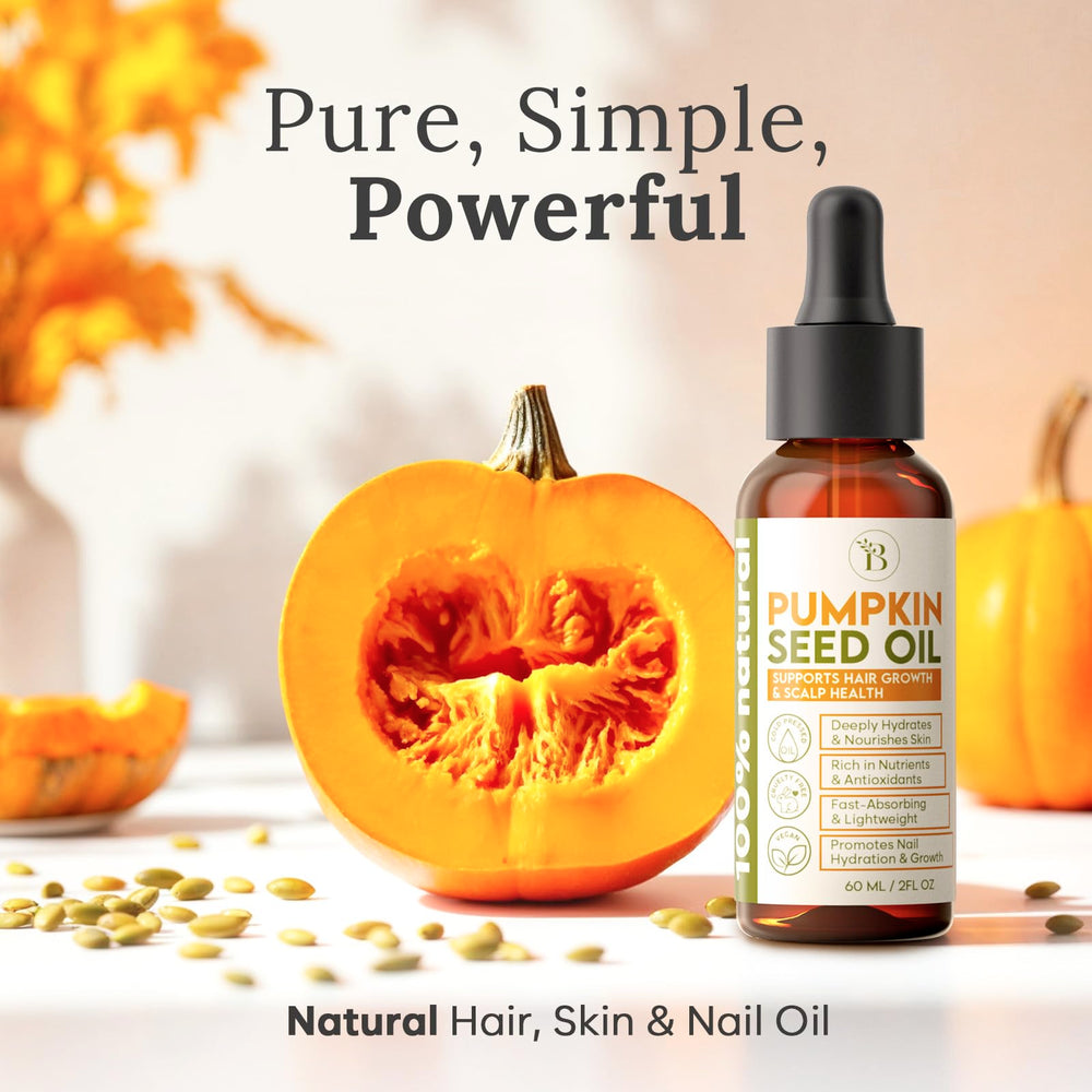 BLOOMORA pumpkin seed oil scalp massage demonstrates soothing care and nourishment.