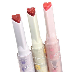 Blopuivo jelly lip gloss with heart design adds vibrant color and shine