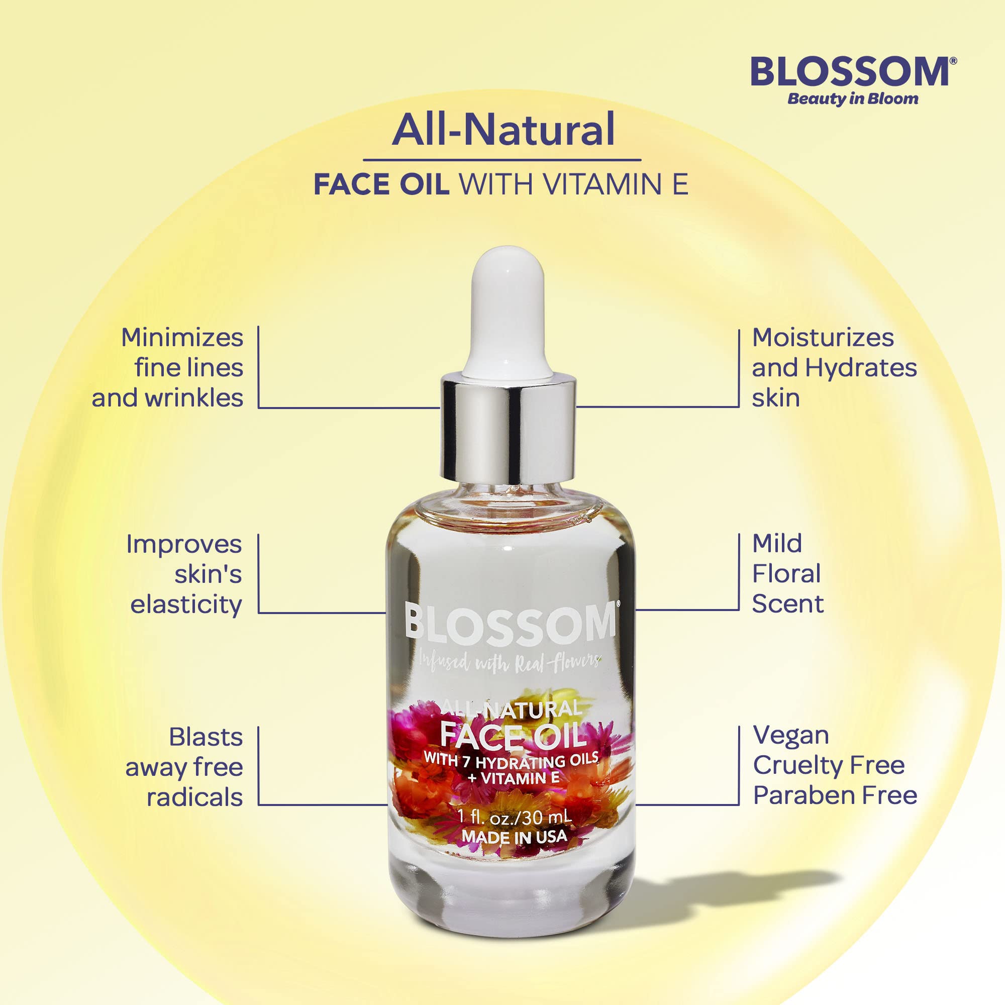 Blossom Face oil applied on clean skin during routine.