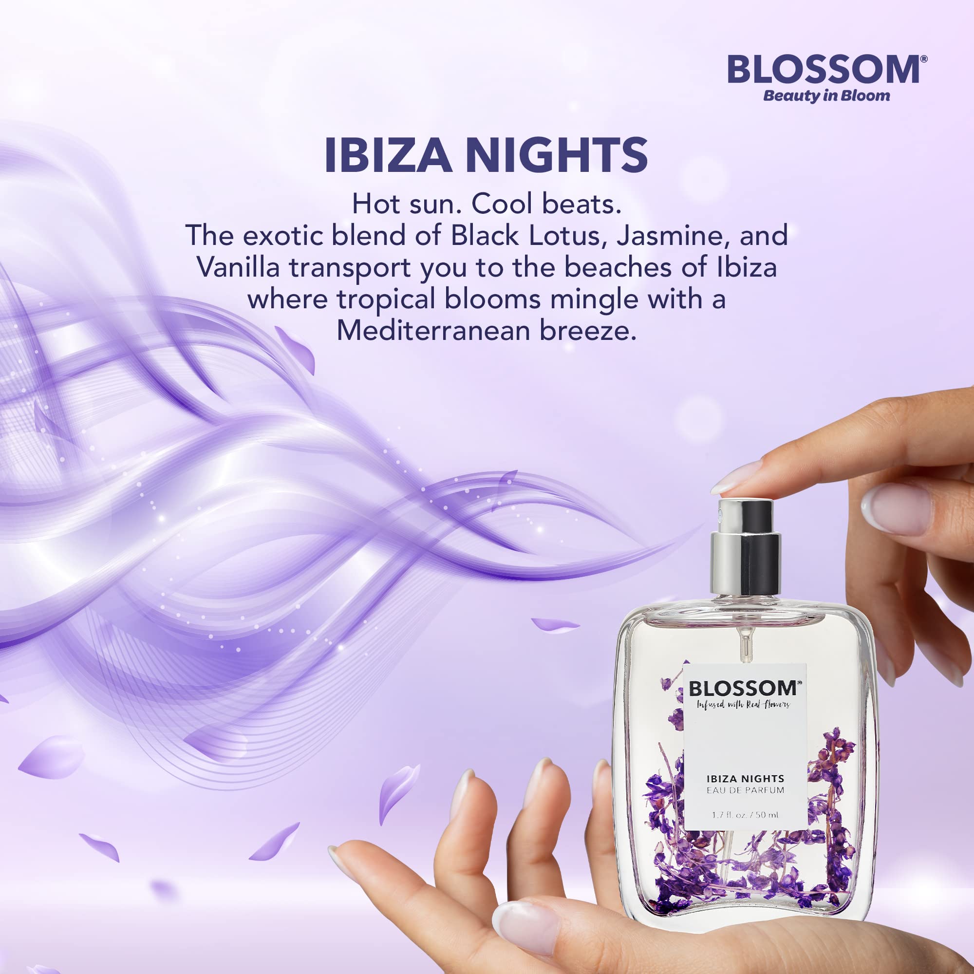 Close up of real flowers infusion in Blossom fragrance