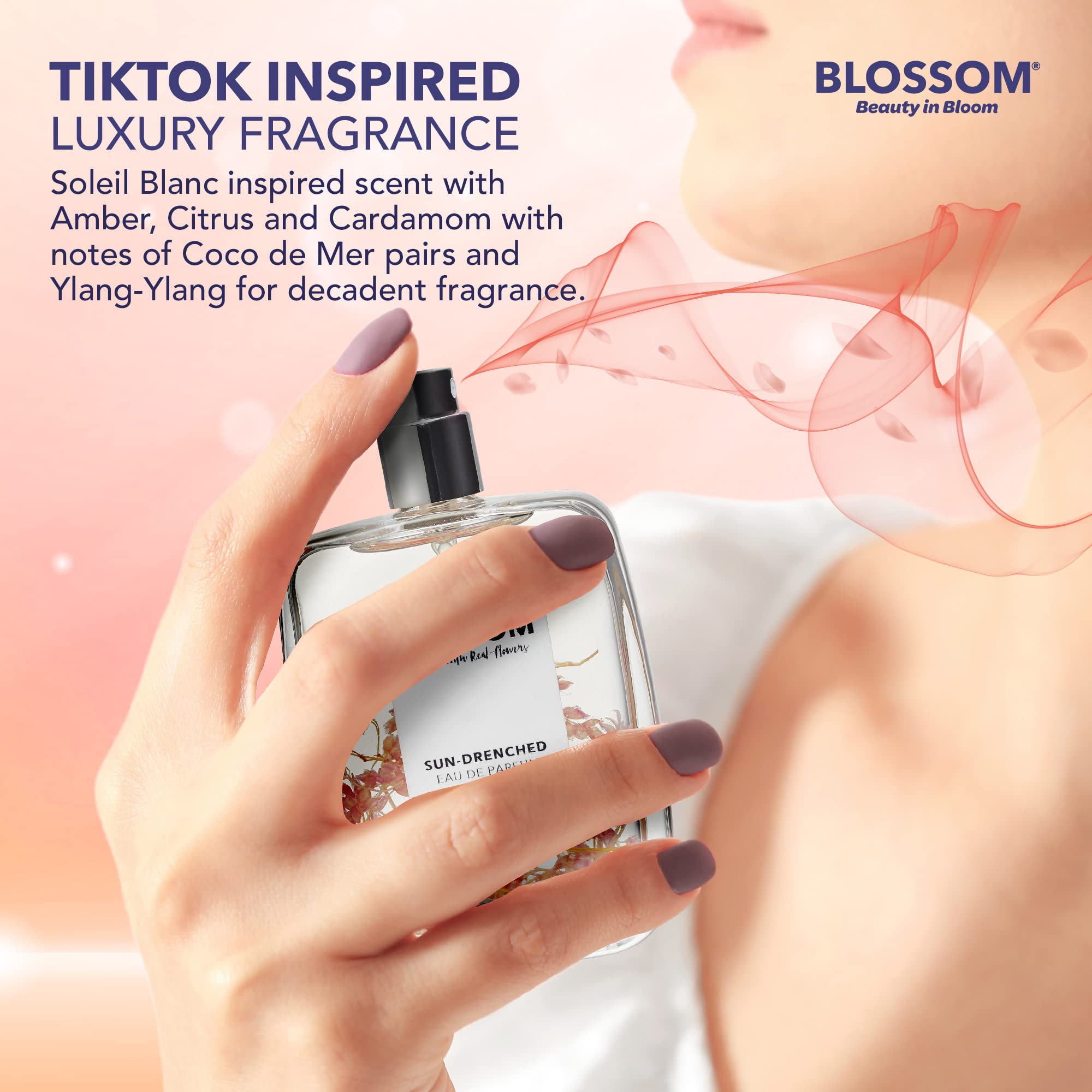 Blossom Sun-Drenched EDP made in USA with vegan, cruelty-free formula.