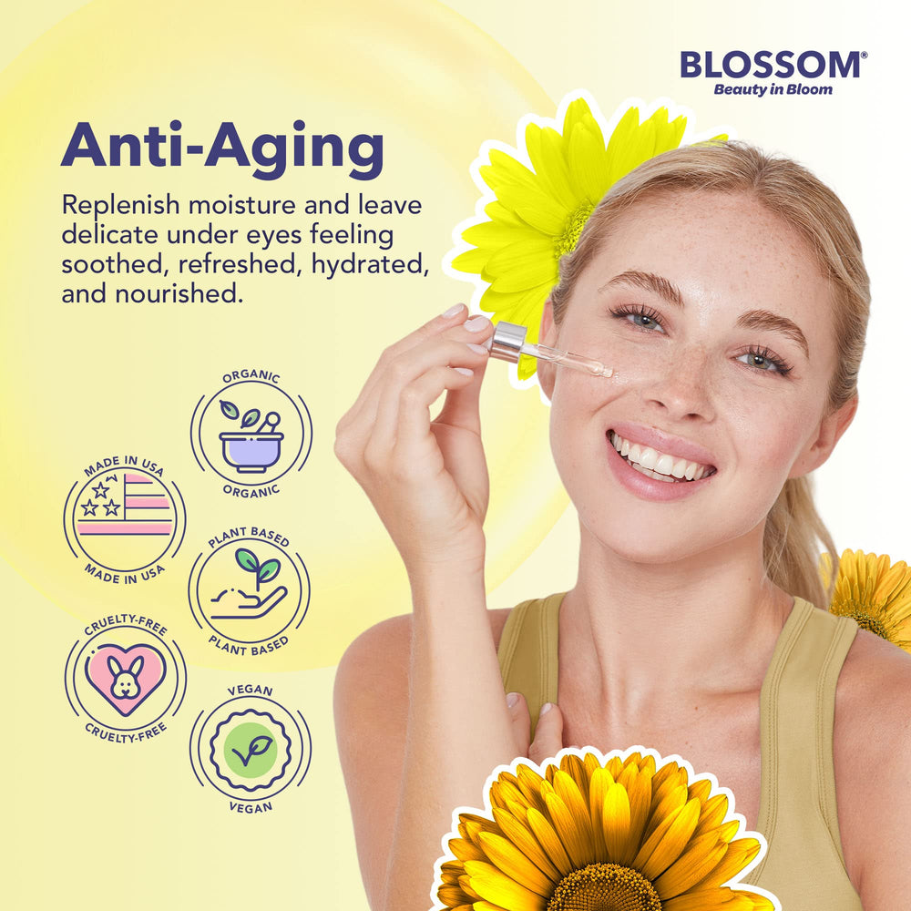Blossom Vitamin E-rich formula label highlighting skin nourishment.