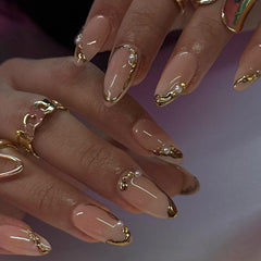 Blruyci almond press-on nails pack with nude tips for quick at-home glam.