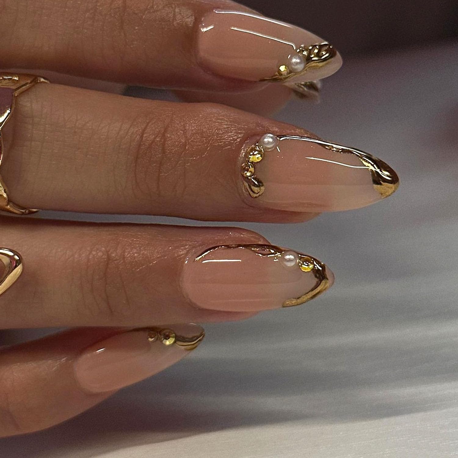 Blruyci nude translucent nails offering natural-looking elegance.