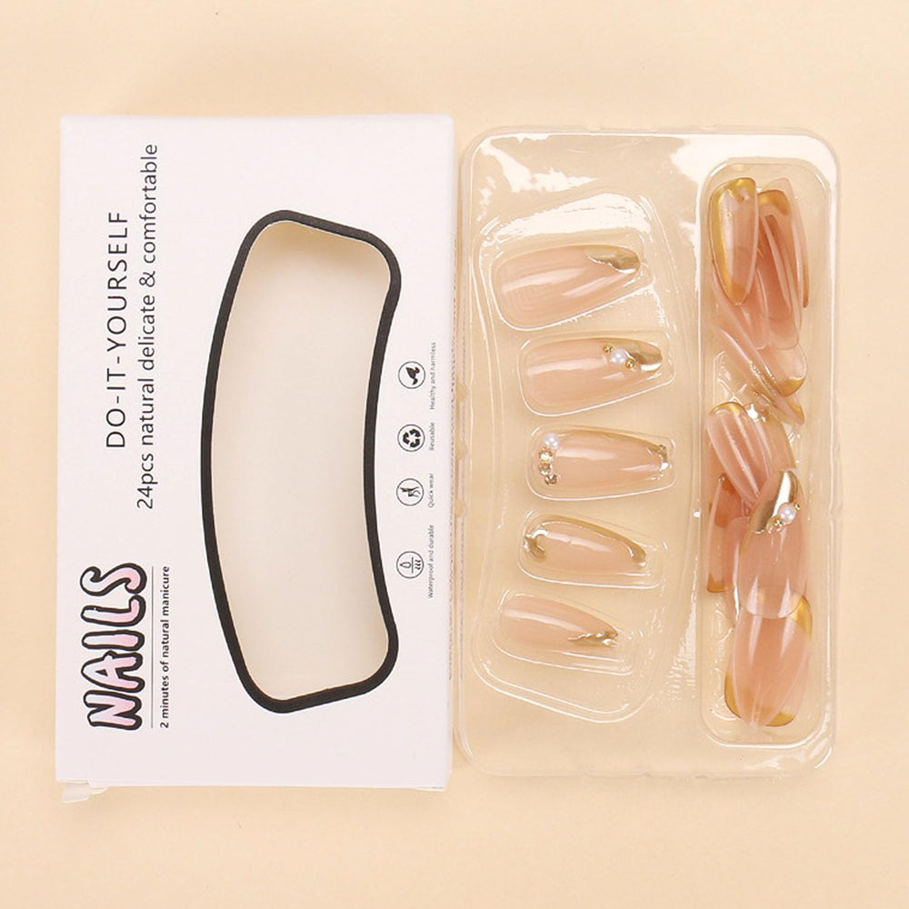 Blruyci pearl-accents nails highlighting shimmer on almond shapes.