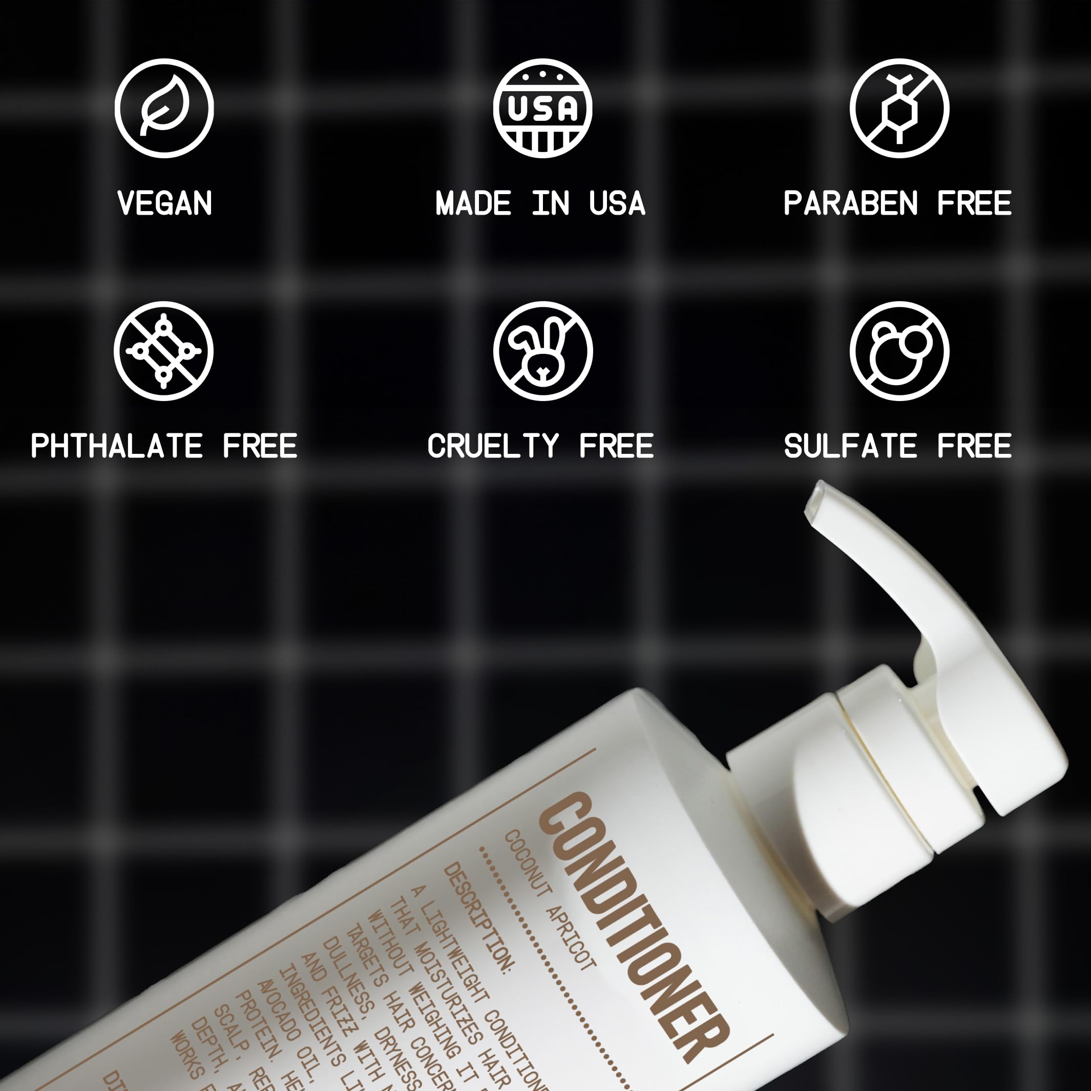 Blu Atlas conditioner ingredients panel showing argan oil and saw palmetto