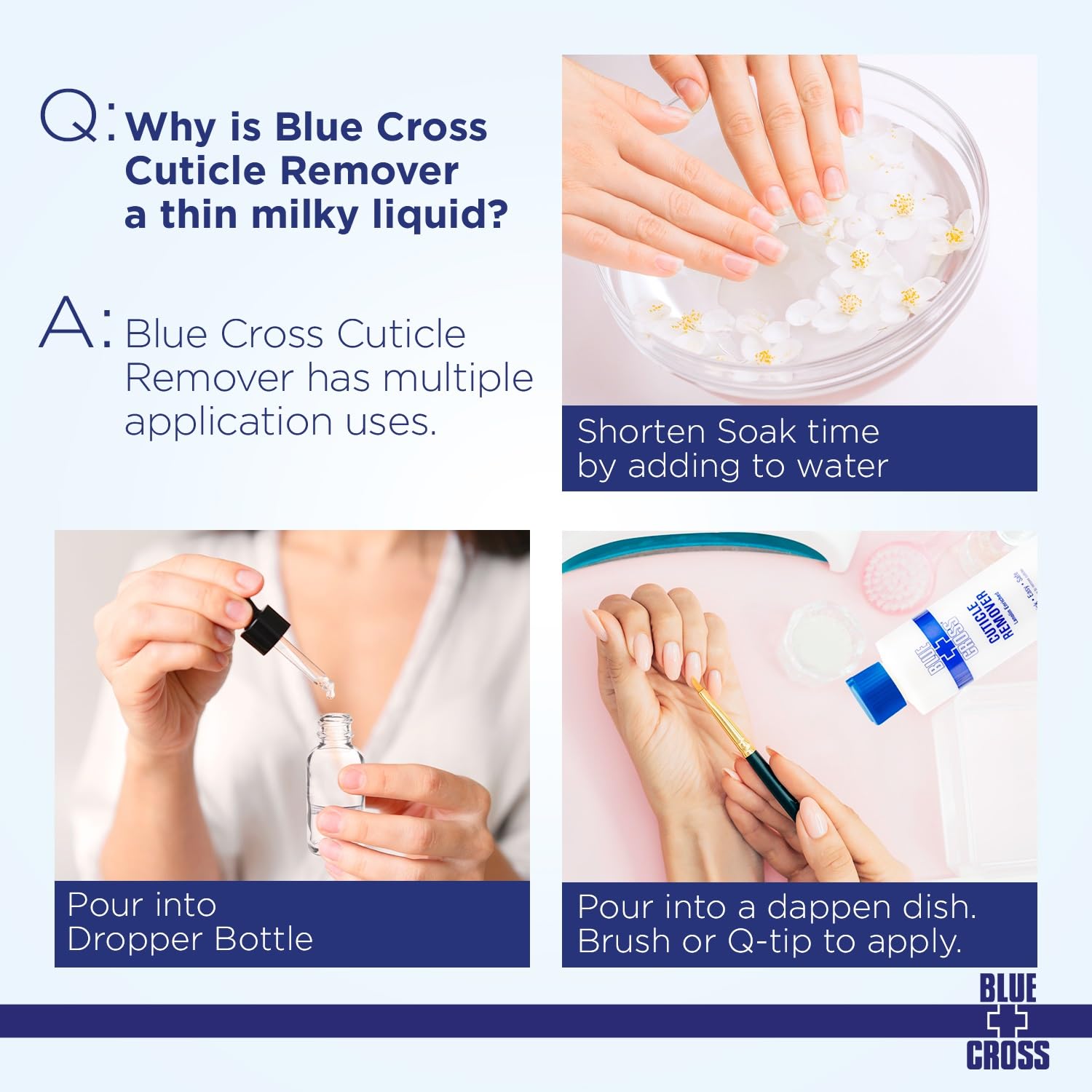 Blue Cross cuticle care line displayed in salon setting.