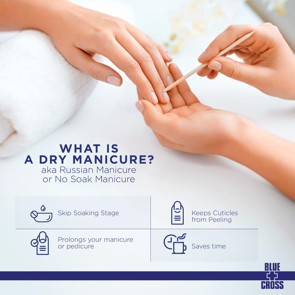 Blue Cross Cuticle Remover Cream packaging highlights USA-made origin.