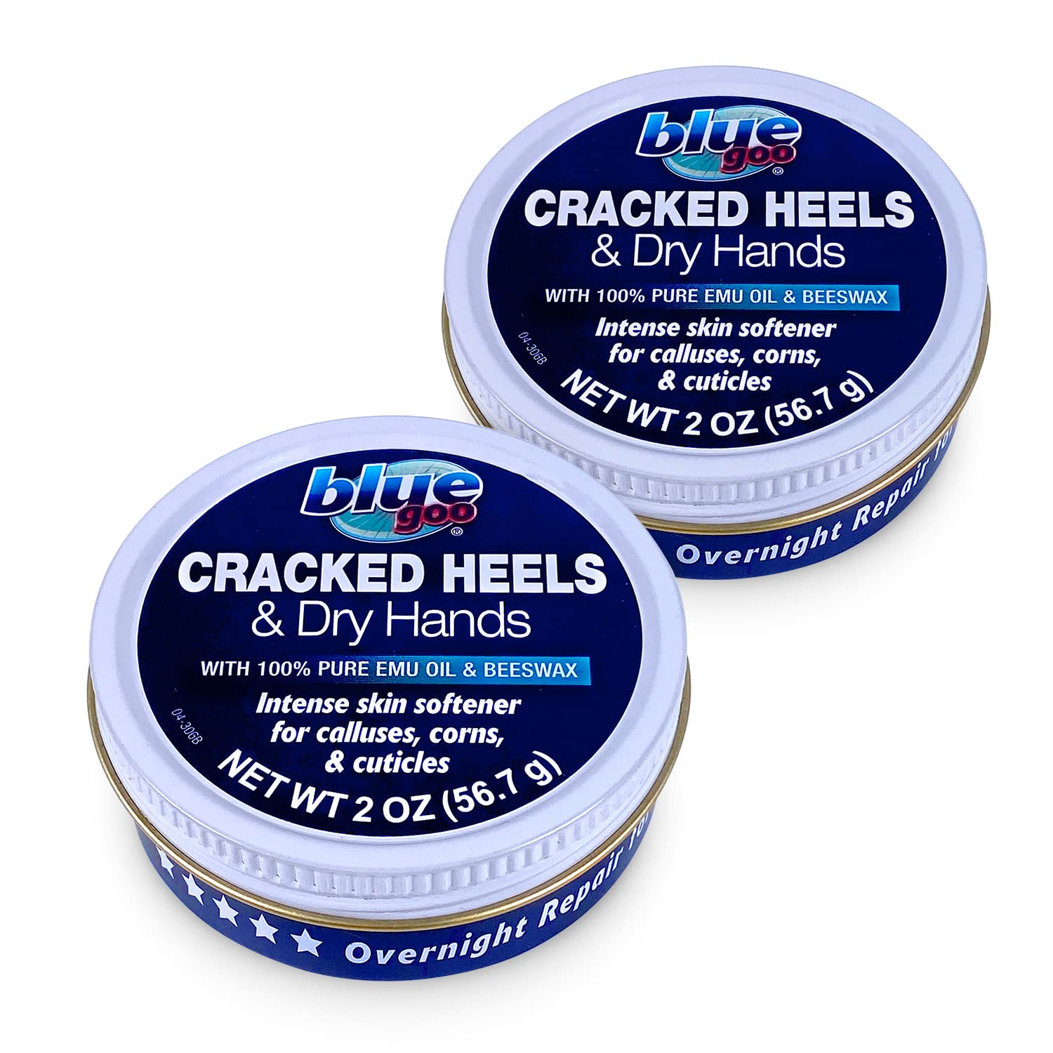Blue Goo cracked heels and dry hands balm in a jar for hydration.