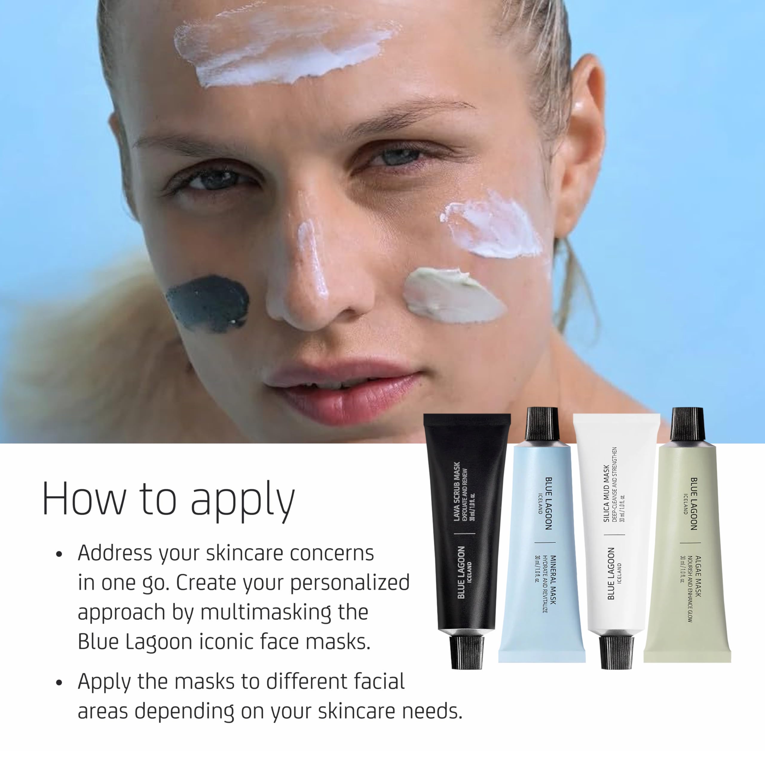 Blue Lagoon Signature Masks Travel Set packaging detail four masks featured