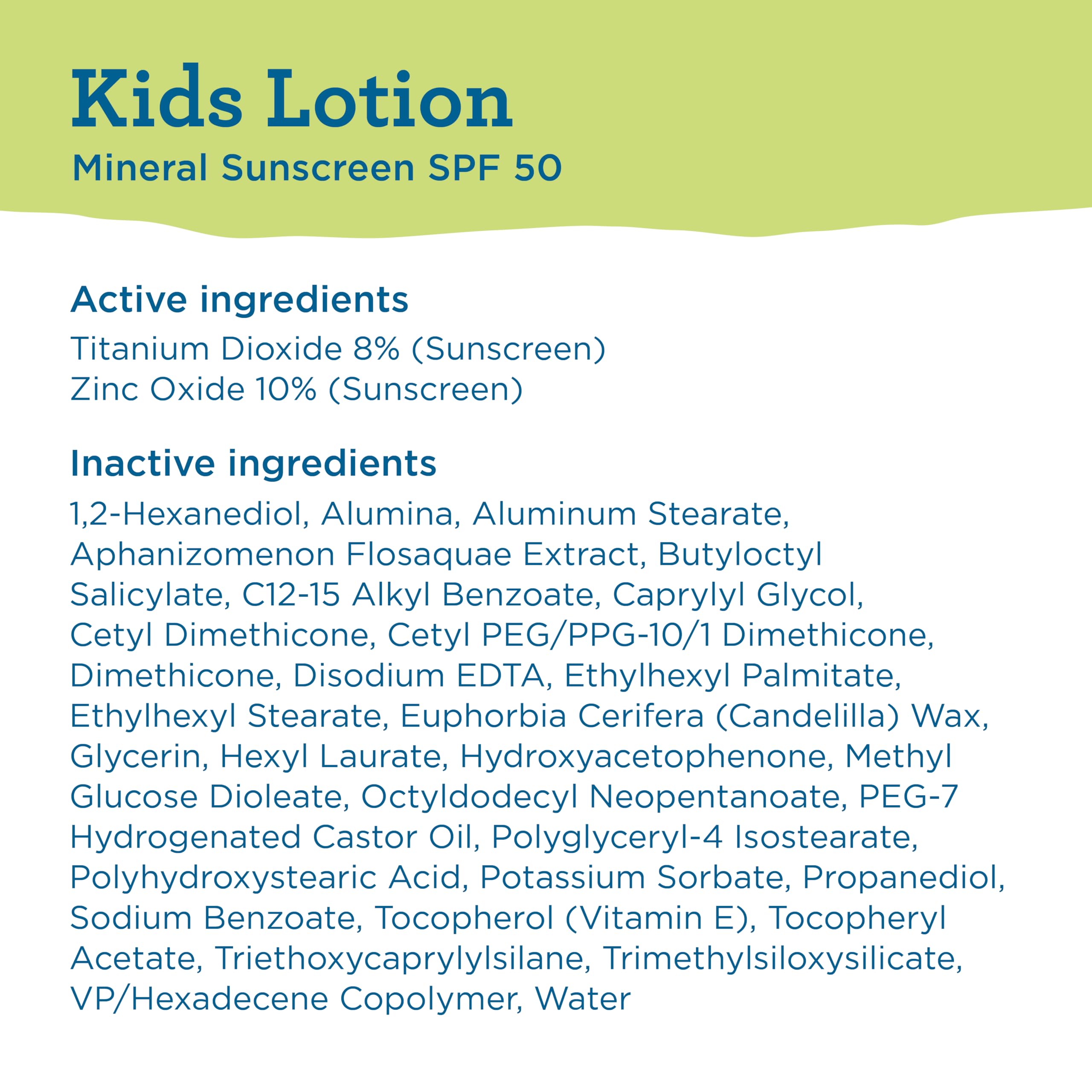 Blue Lizard Kids Mineral SPF 50 fragrance-free label emphasized