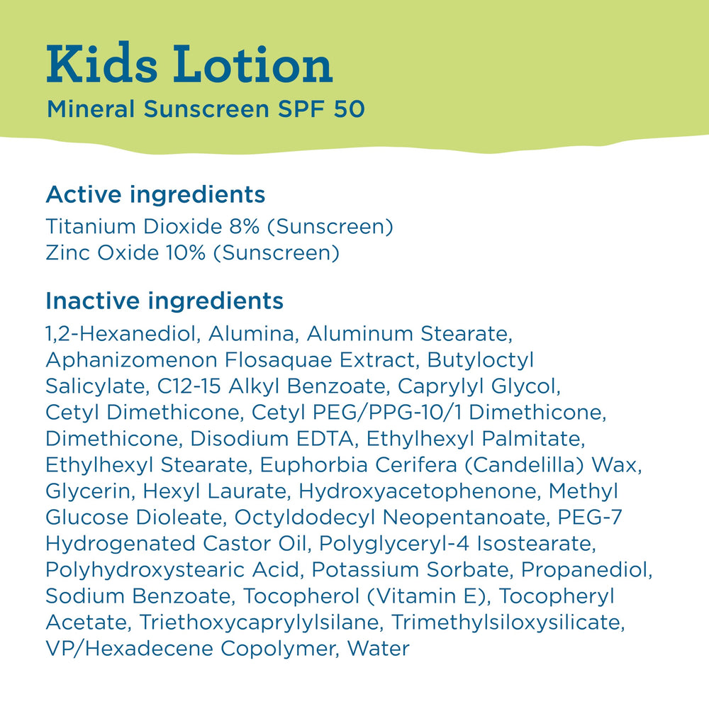 Blue Lizard Kids Mineral SPF 50 fragrance-free label emphasized