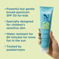 Blue Lizard Kids Mineral SPF 50 being applied to a child’s arm