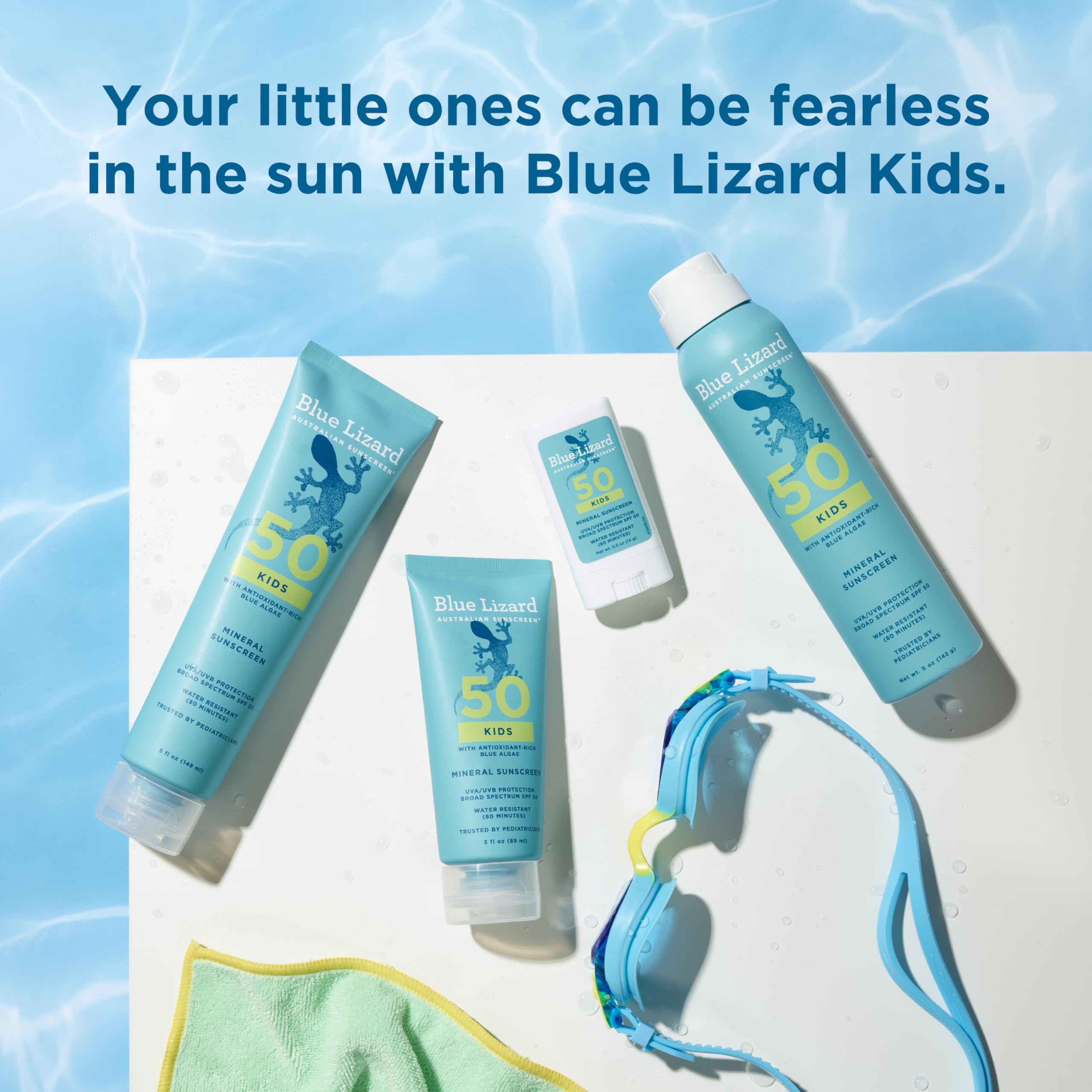 Blue Lizard Kids Mineral SPF 50 paraben-free sunscreen shown