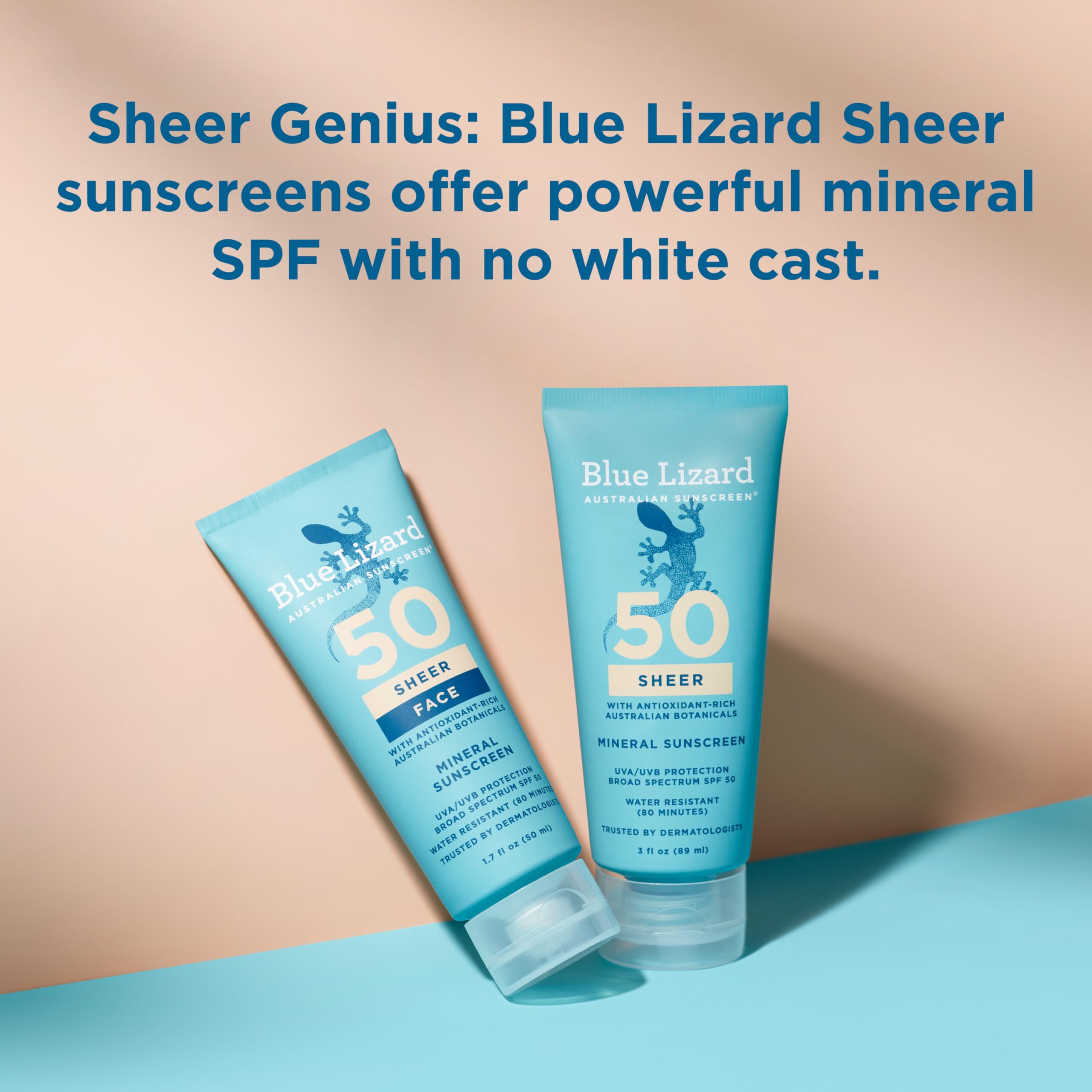 Blue Lizard SPF 50 bottle ideal for daily outdoor and indoor use.