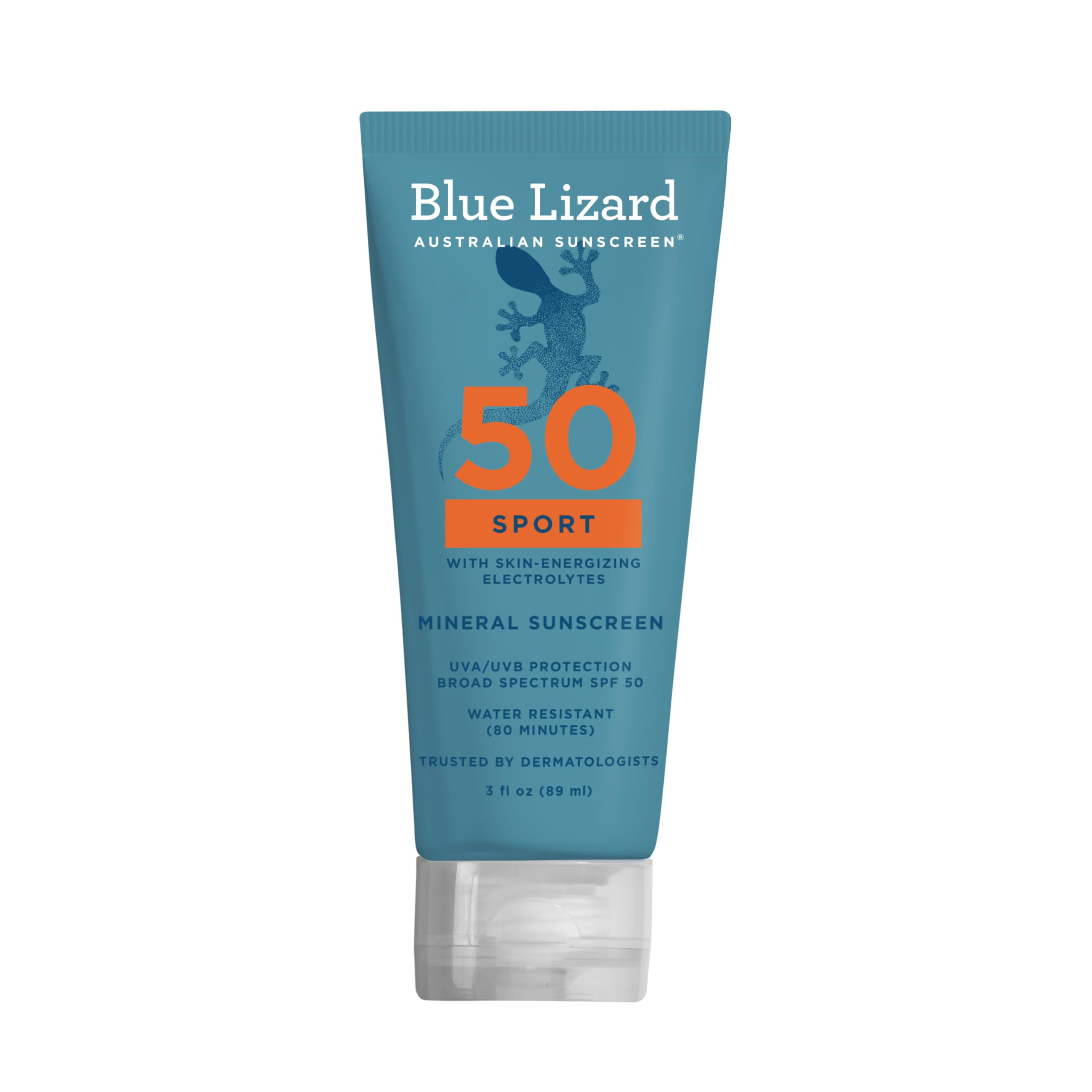Blue Lizard Sport Mineral SPF 50 lotion bottle ready for outdoor workouts with mineral protection.