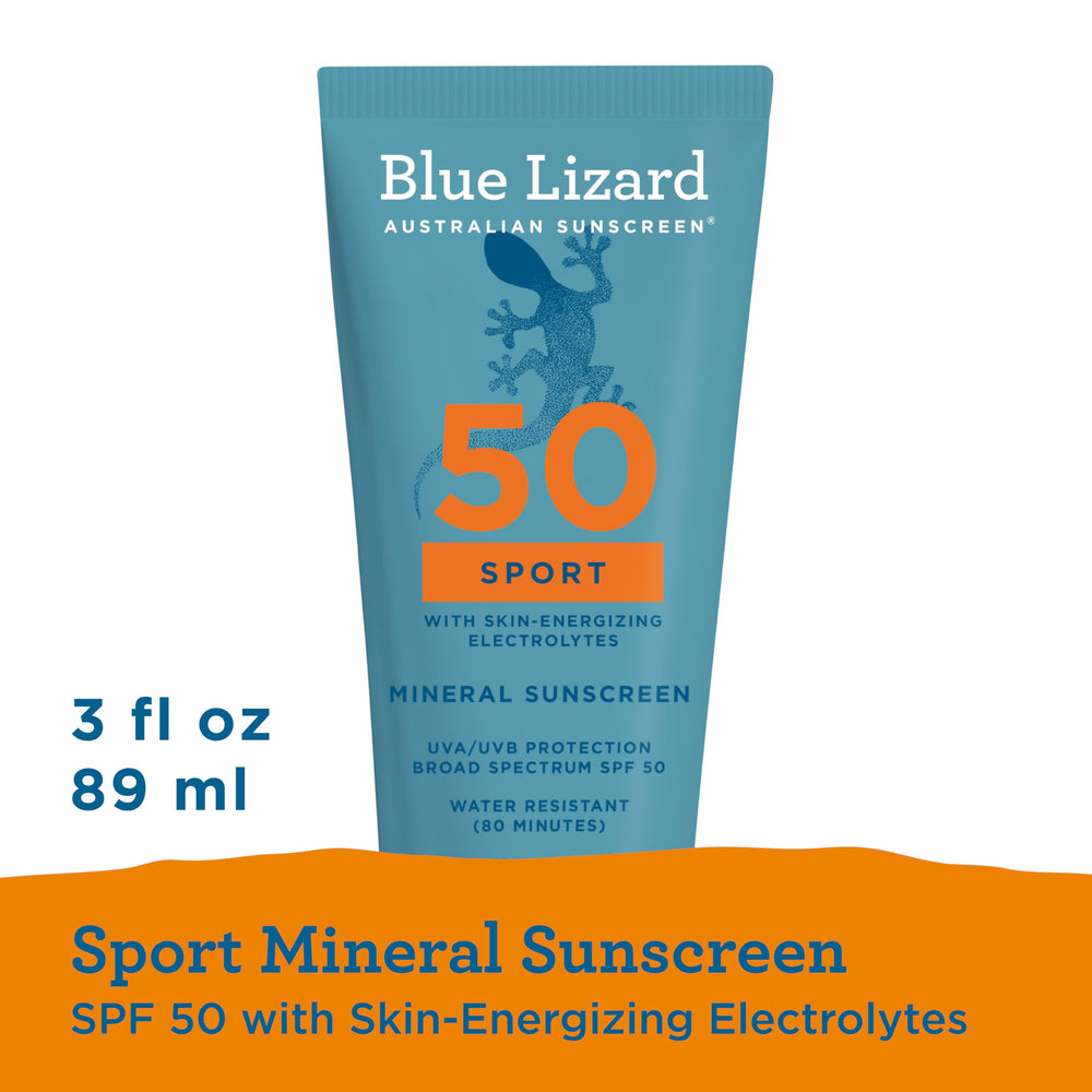 Blue Lizard lotion being rubbed into skin after cycling.