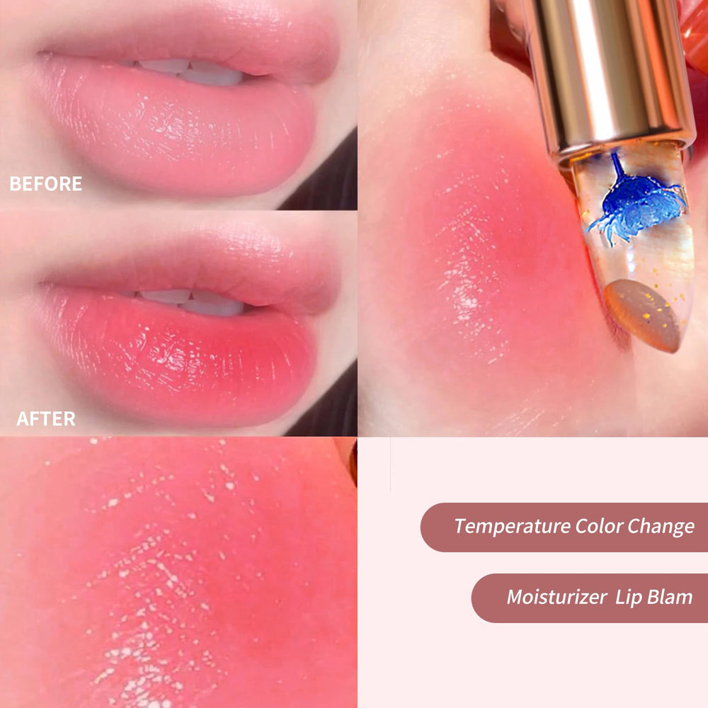 BLUE LOVE transparent jelly lip color with golden flakes for luminous shine