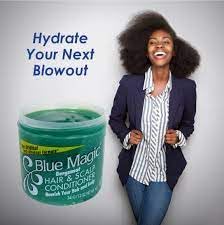Blue Magic Bergamot conditioner tub stored in vanity for easy access.