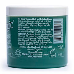Blue Magic Bergamot hair conditioner texture close-up, creamy formula for even application.