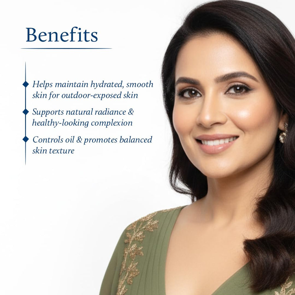 Blue Nectar Eladi Face Cream jar close-up highlights herbal formula for daily moisturization.